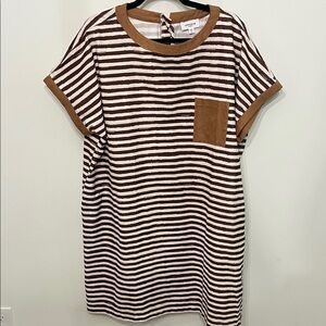Anniewear Striped Brown and White Mini Dress